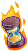 Testing: hourglass with flames. 